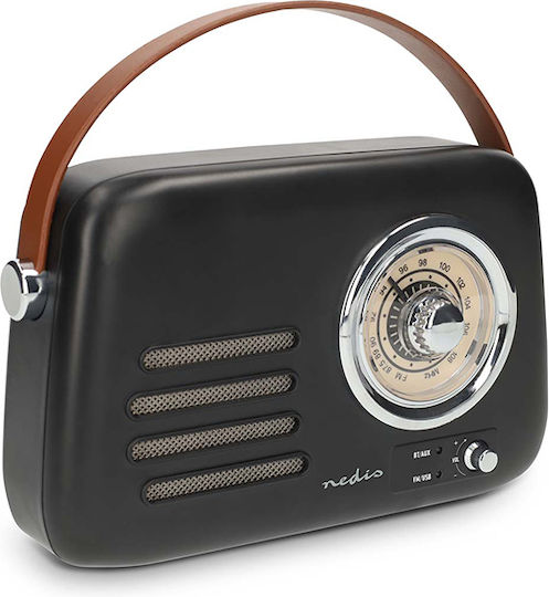 Nedis RDFM2600BK Retro Επιτραπέζιο Ραδιόφωνο Επαναφορτιζόμενο με Bluetooth και USB Μαύρο