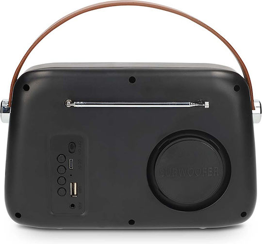 Nedis RDFM2600BK Retro Επιτραπέζιο Ραδιόφωνο Επαναφορτιζόμενο με Bluetooth και USB Μαύρο