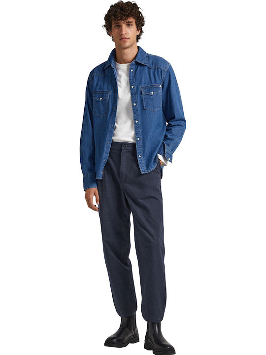 Carson Long-sleeved Denim Shirt Blue
