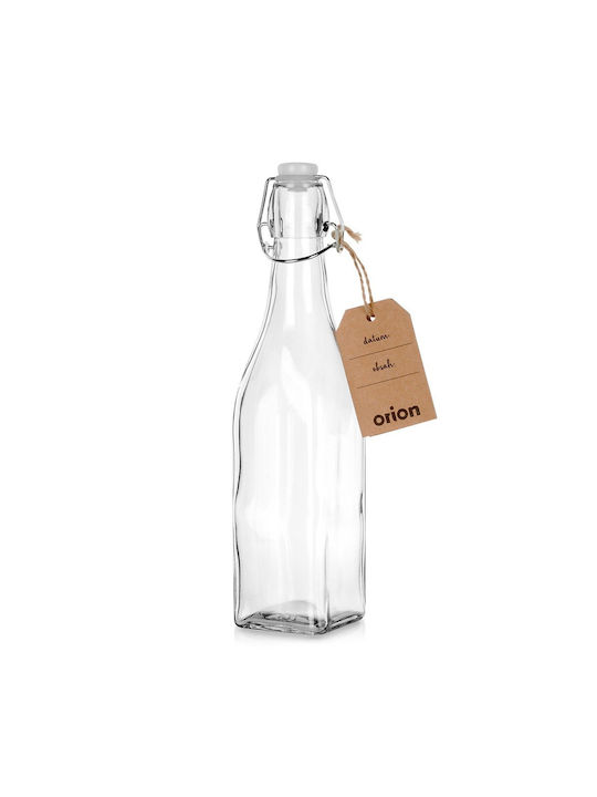 Orion Μπουκάλι Νερού Γυάλινο με Κλιπ Διάφανο 530ml