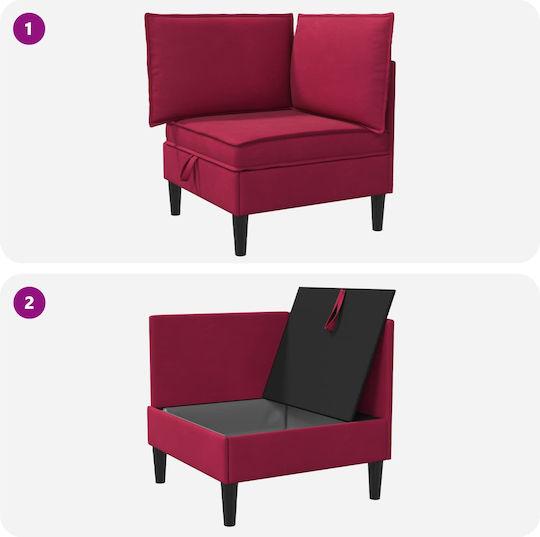Фотьойла Кадифена Червена 70x70x82см