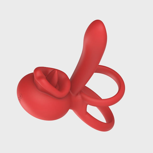 STD Tongue Licking Penis Mini Δονητής με Απομακρυσμένο Έλεγχο Κόκκινος