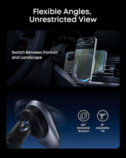 Anker Prime MagGo AirCool Car Mobile Mount with Adjustable Hooks and Wireless Charging Black
