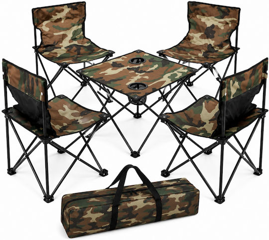 ForHome Metallic Table Set for Camping Foldable 36x36x56cm