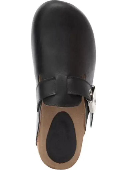 Leather Winter Women's Slippers Black