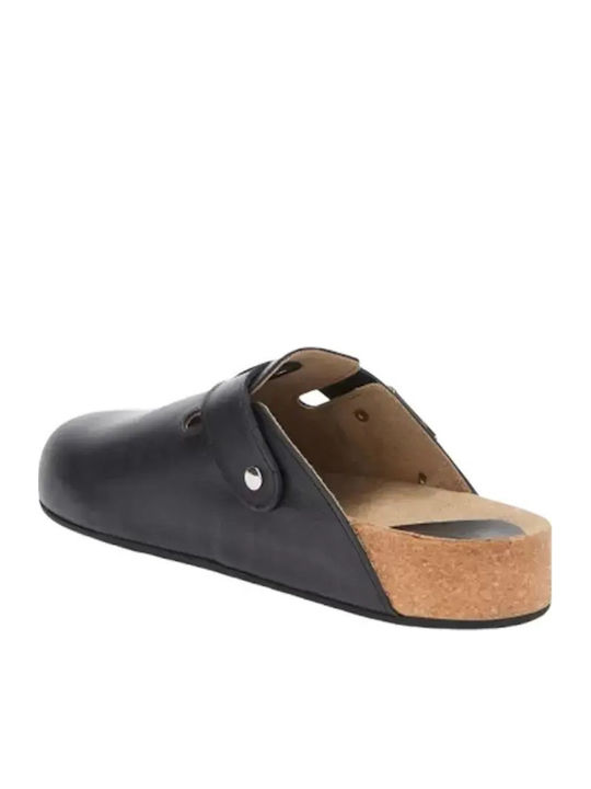 Leather Winter Women's Slippers Black