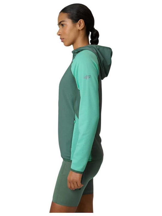 Functional Women's Cardigan with Zipper in Khaki Colour