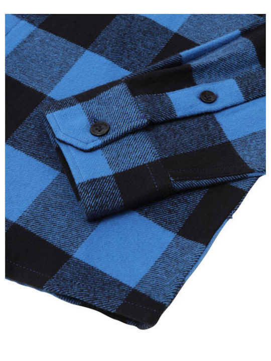 Sacramento Long-sleeved Flannel Shirt Checked Blue