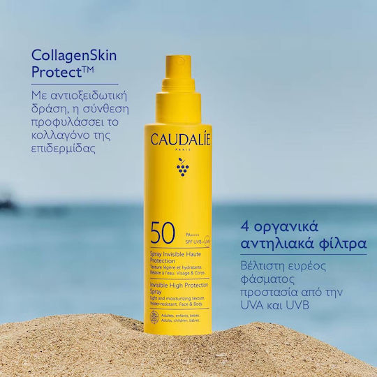 Caudalie Invisible High Protection Sunscreen Cream for Face & Body SPF50 Spray 75ml
