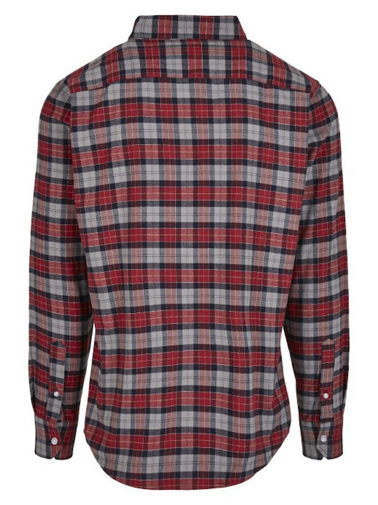 Long-sleeved Flannel Shirt Checked Red