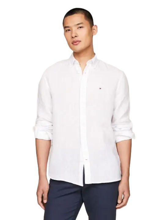 Long-sleeved Linen Shirt White