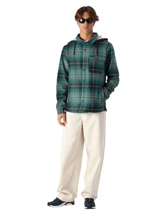 Furnace Bonded Long Sleeve Flannel Checked Overshirt Checked
