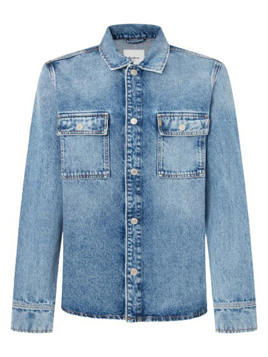 Long Sleeve Denim Overshirt in Regular Fit Blue