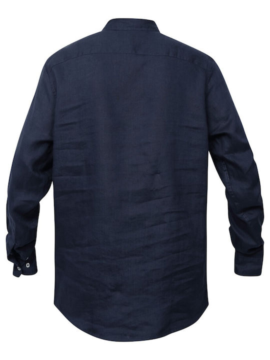 FBM007-00105 Long-sleeved Linen Shirt Navy Blue