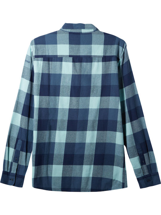 Motherfly Long-sleeved Flannel Shirt Checked Blue