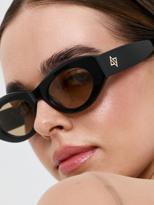 AV Sunglasses Γυναικεία Γυαλιά Ηλίου με Μαύρο Κοκκάλινο Σκελετό και Μαύρο Φακό AV142/27-Black