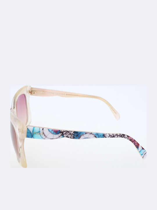 Emilio Pucci Women's Sunglasses with White Acetate Frame and Red Gradient Lenses