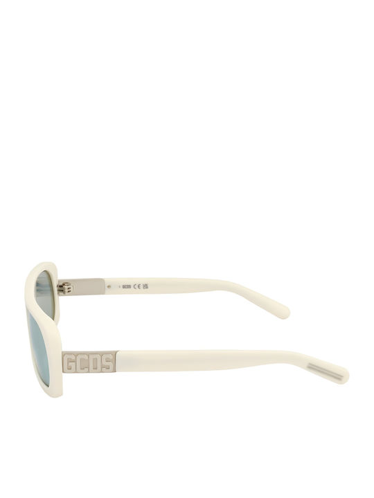 GCDS Unisex Sunglasses with Beige Plastic Frame and Green Lens