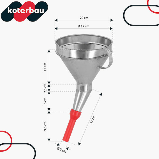 Kotarbau Galvanized Metal Funnel Plastic Tip Mesh Filter Slanted Angled 17 Cm Bowl