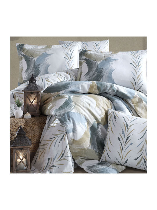 Clasy Home Подредба Пликове за Завивки 100% Памук 200x220см Двойна с 2 Калъфки за Възглавници и 1 Чаршаф Бежова