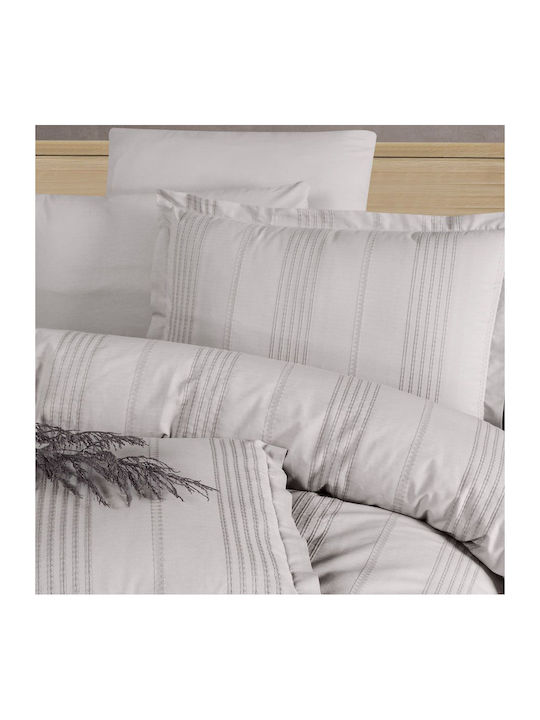Clasy Home Подредба Пликове За Завивки 100% Памук 200x220см Двойна С 2 Калъфки За Възглавници И 1 Чаршаф Сив