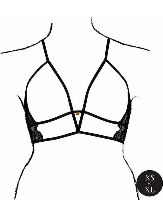Black Open Bra Lace Le Désir Amour Open Cup Triangle Bra Lace & Adjustable Sliders One Size Black