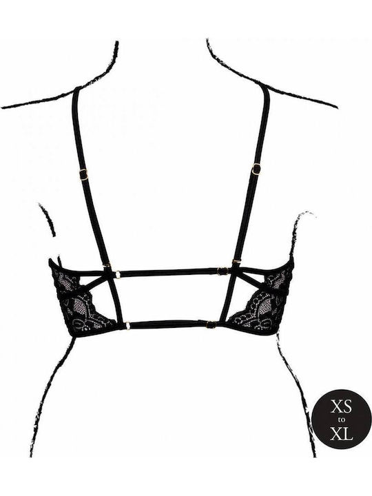 Black Open Bra Lace Le Désir Amour Open Cup Triangle Bra Lace & Adjustable Sliders One Size Black
