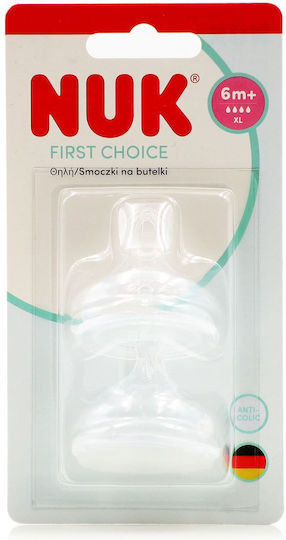 Nuk First Choice Plus Bottle Teats Silicone High Flow for 6+ Months 2 Pieces