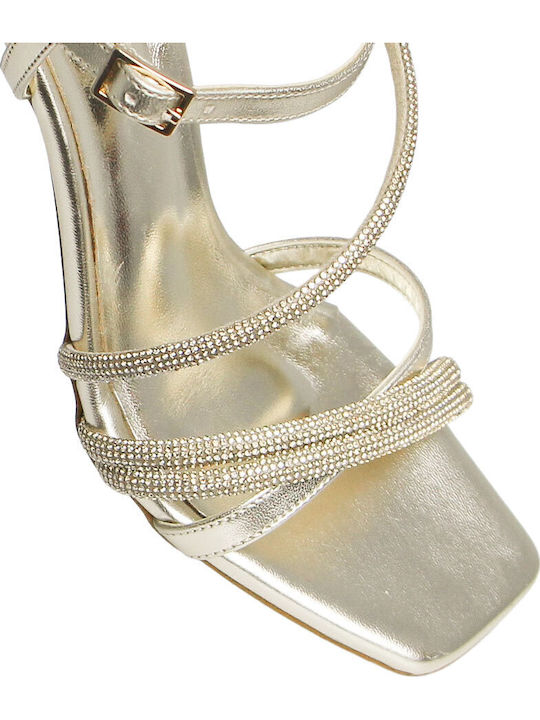 Leder Damen Sandalen Gold