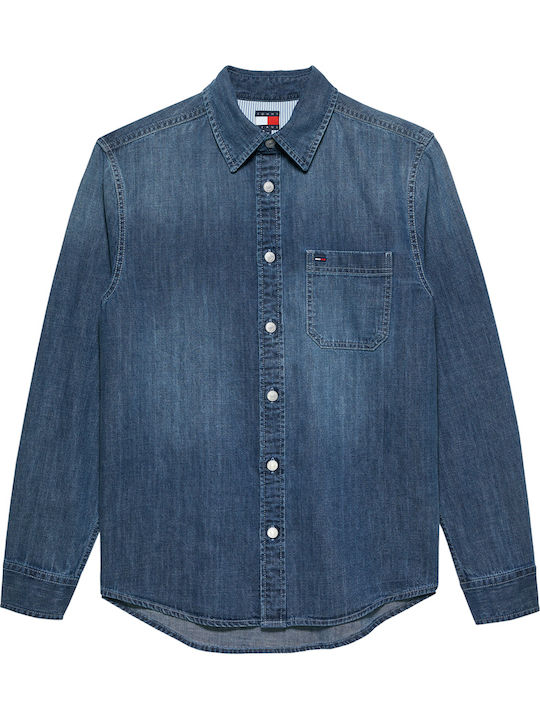 Long Sleeve Denim Shirt In Regular Fit Blue