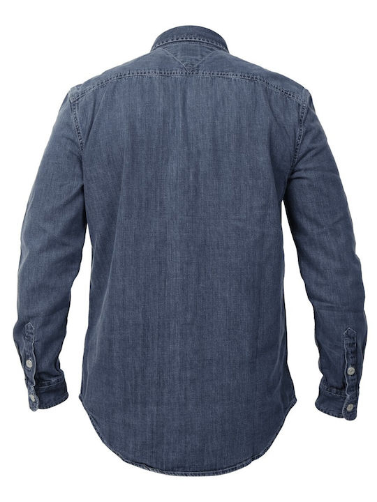 Long Sleeve Denim Shirt In Regular Fit Blue