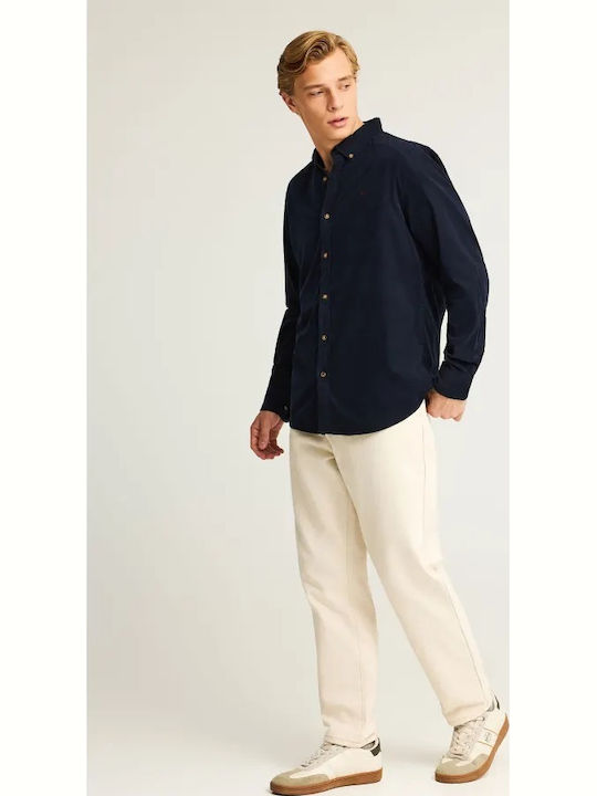 Long-sleeved Corduroy Shirt Navy Blue