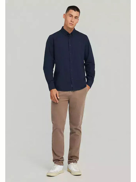 Long-sleeved Cotton Shirt Navy Blue