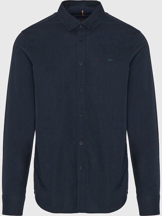 Long-sleeved Cotton Shirt Navy Blue