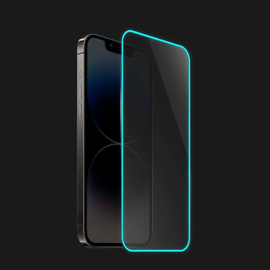 Folie Protectie Ecran Tempered Glass Apple iPhone 15 Pro Flippy Luminous Neon Fosforescent Silicon Margine Mat Anti-Amprente Protectie Completa 9h Albastru