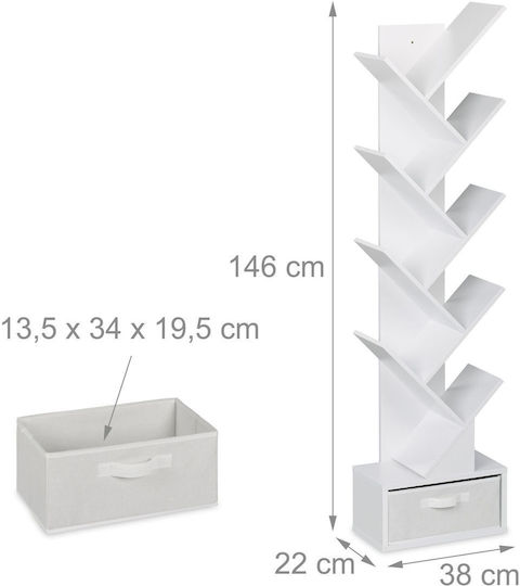 Bibliotecă Albă 146x22x38 cm