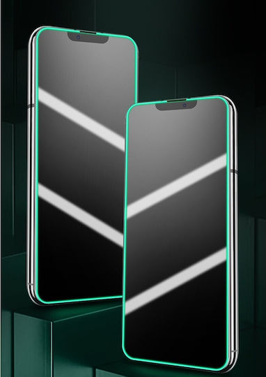 Protecție Ecran Tempered Glass Apple iPhone 15 Flippy Luminous Neon Fosforescent Silicon Margine Mat Anti-Amprentă Protecție Completă 9h Verde