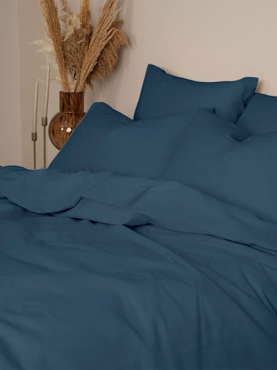 Sunshine Cotton Feelings 121 Σετ Σεντόνια Μονά με Λάστιχο 105x205+30εκ. Sea Blue (3τμχ)