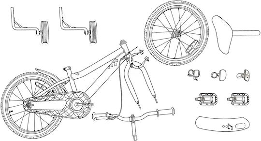vidaXL 16" Детско Колело BMX Червено