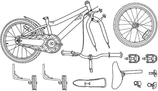 vidaXL 14" Детско Колело BMX Бяло