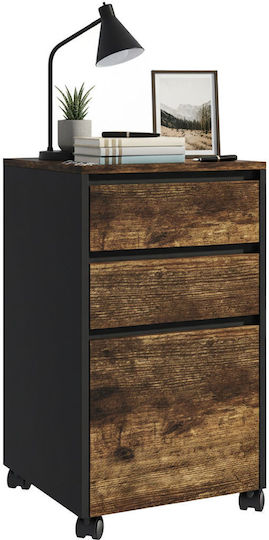 Συρταριέρα Γραφείου Ξύλινη με Ροδάκια Brown/black 40x40x70cm