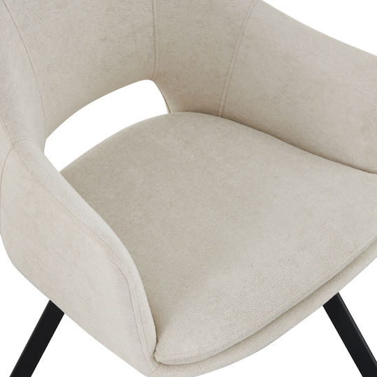 Nordo Metallic Dining Armchairs Cream 2pcs 56x58x85cm