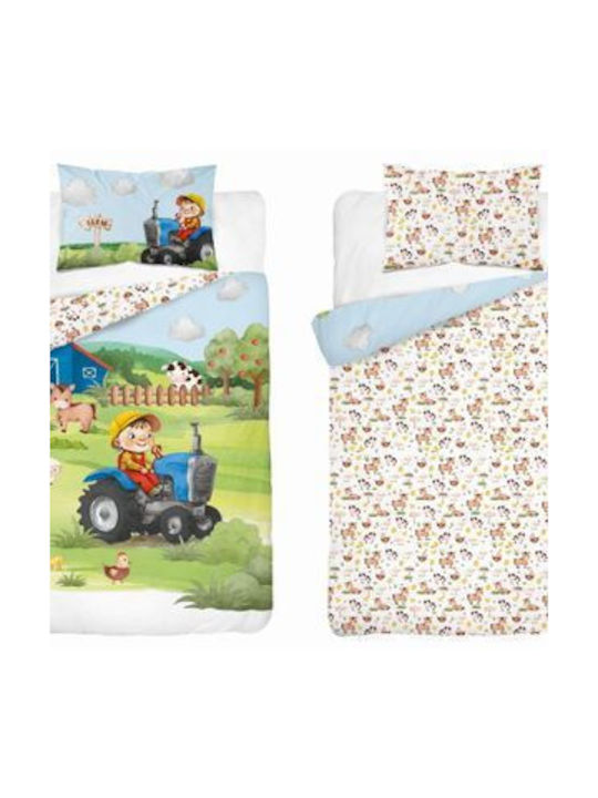 Detexpol Set Baby Bettbezug mit Kissenbezug Blau 90x120cm