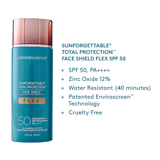 Colorescience Sunforgettable Total Protection Face Shield Flex Минерален Водоустойчив Слънцезащитен Крем За Лице SPF50 Оцветен Fair 55ml