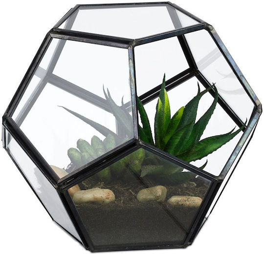 Relaxdays Glasvase Schwarz 14x12xH14cm Relaxdays Glasvase Schwarz 14x12xH14cm