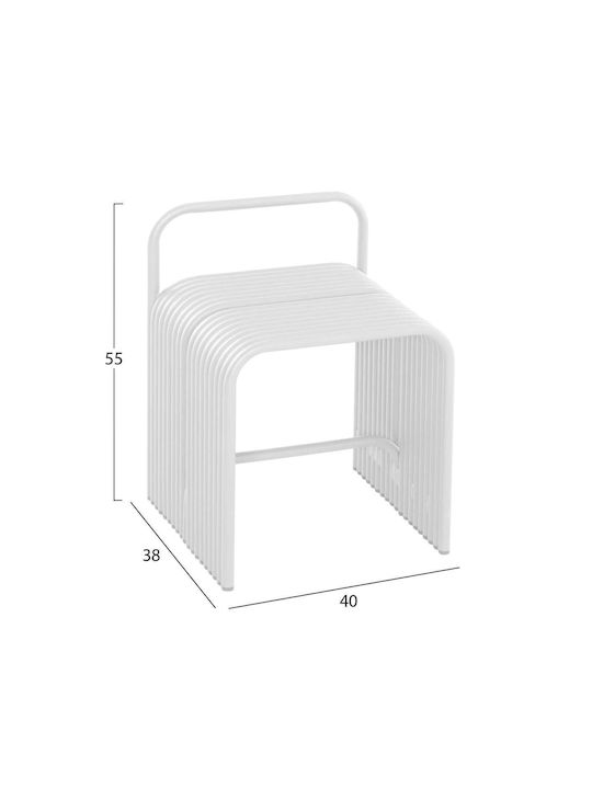 Living Room Stool Metallic White 40x38x55cm