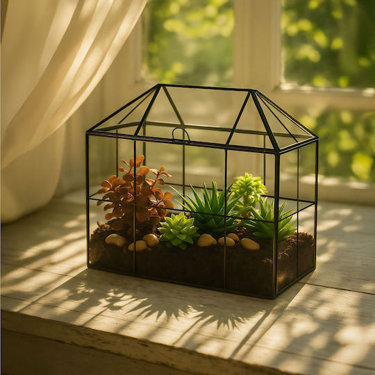 Relaxdays Vază Decorativă Din Sticlă Neagră 27x15xÎnălțime 30cm