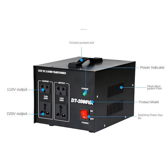Transformator De Ridicare Coborâre Dt-2000w Convertor De Tensiune 110v-220v