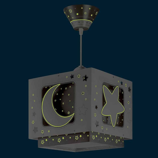 Ango Single-Light Kids Ceiling Pendant Light Made of Plastic 15W with E27 Socket Gray