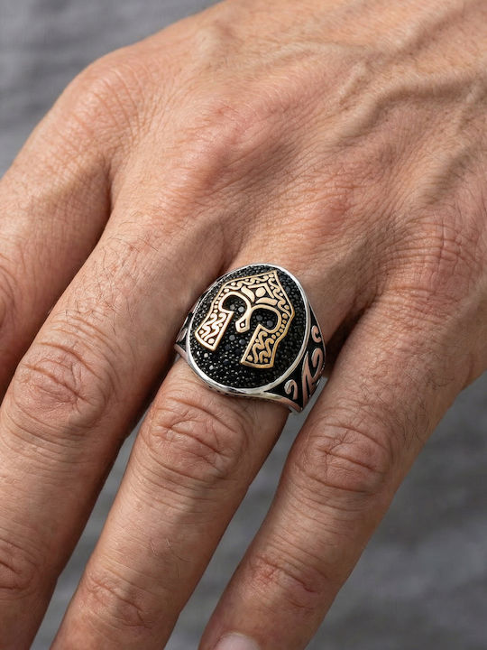 Kiriakos Gofas Men's Ring with Zircon from Silver